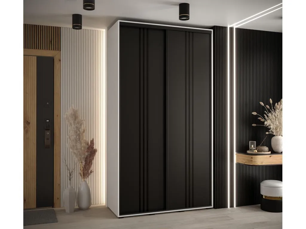 Armario Davos 6 corredero compacto 235,2x140x60 cm 2 puertas blanco con negro lun3169285