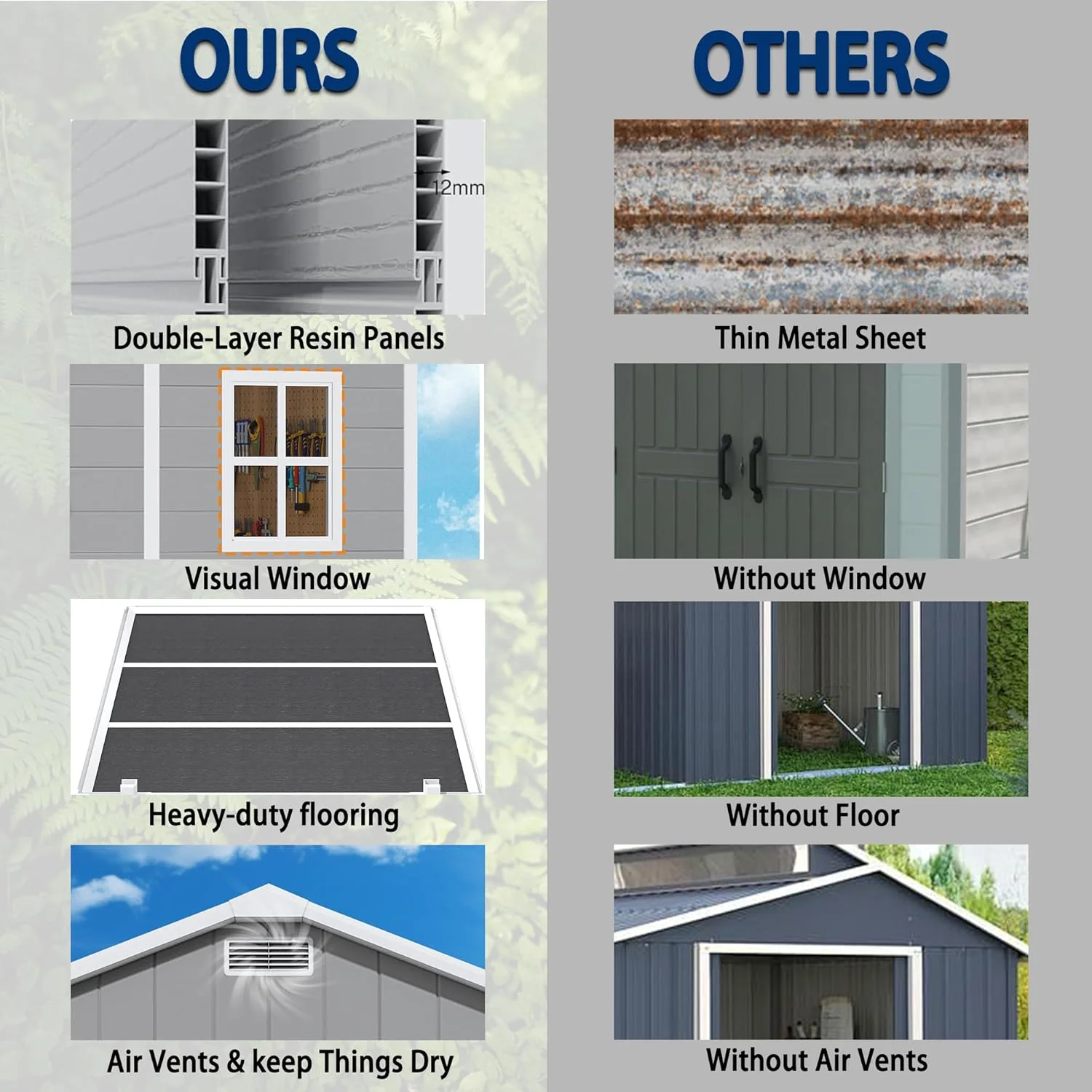 9 x 5.8 FT Outdoor Storage Shed, Linor Resin Shed with Floor, Window, and Vents, Weather-Resistant Garden Shed for Garden Tool Outside Sheds, Bike Shed, Backyard Shed - Image 13