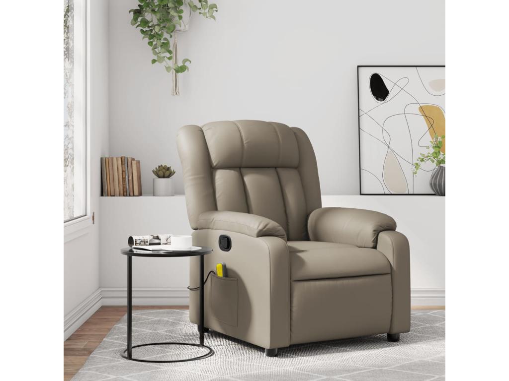 Sillón de masaje reclinable cuero sintético color capuchino