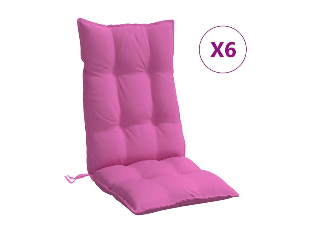 Cojines para silla con respaldo alto 6 uds tela Oxford rosa