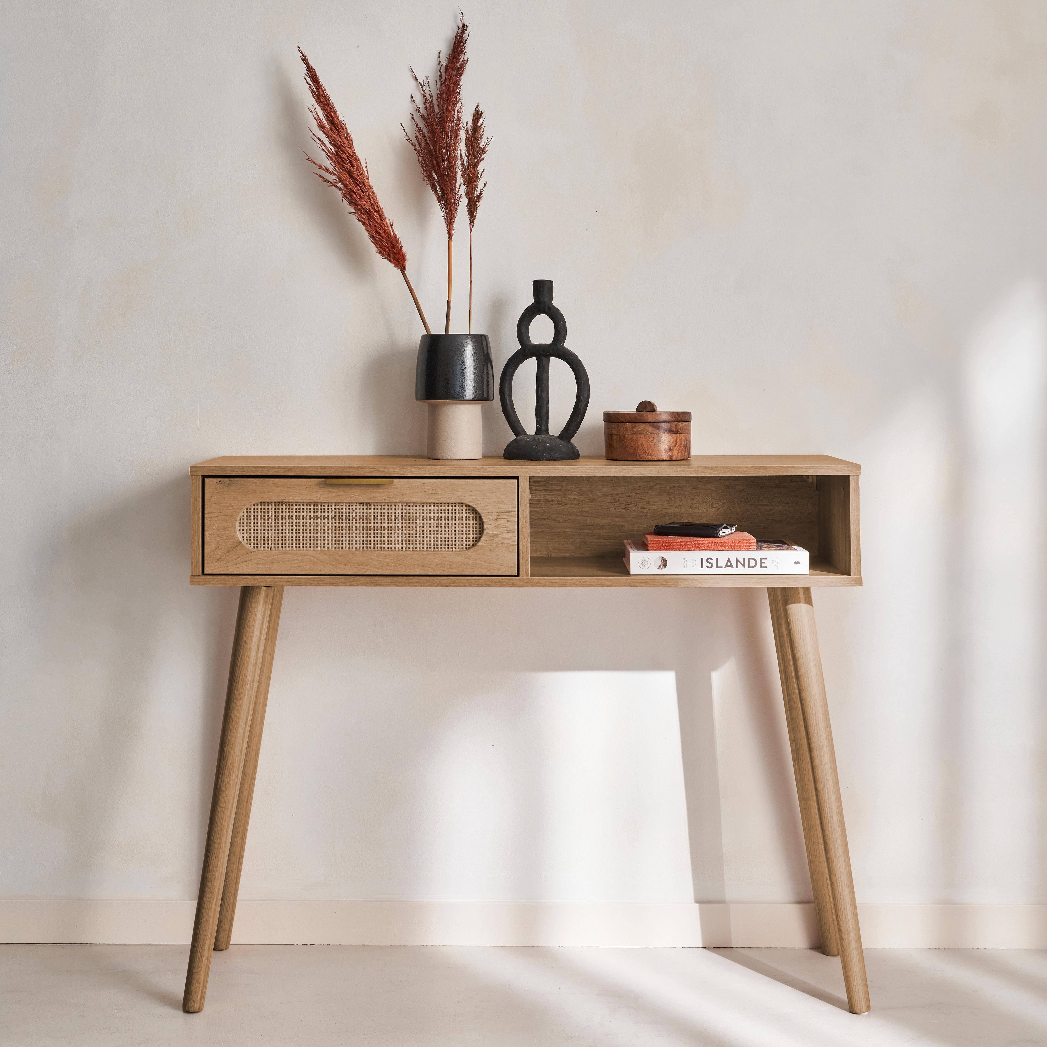 Eva - Consola estilo escandinavo con efecto madera, 100cm