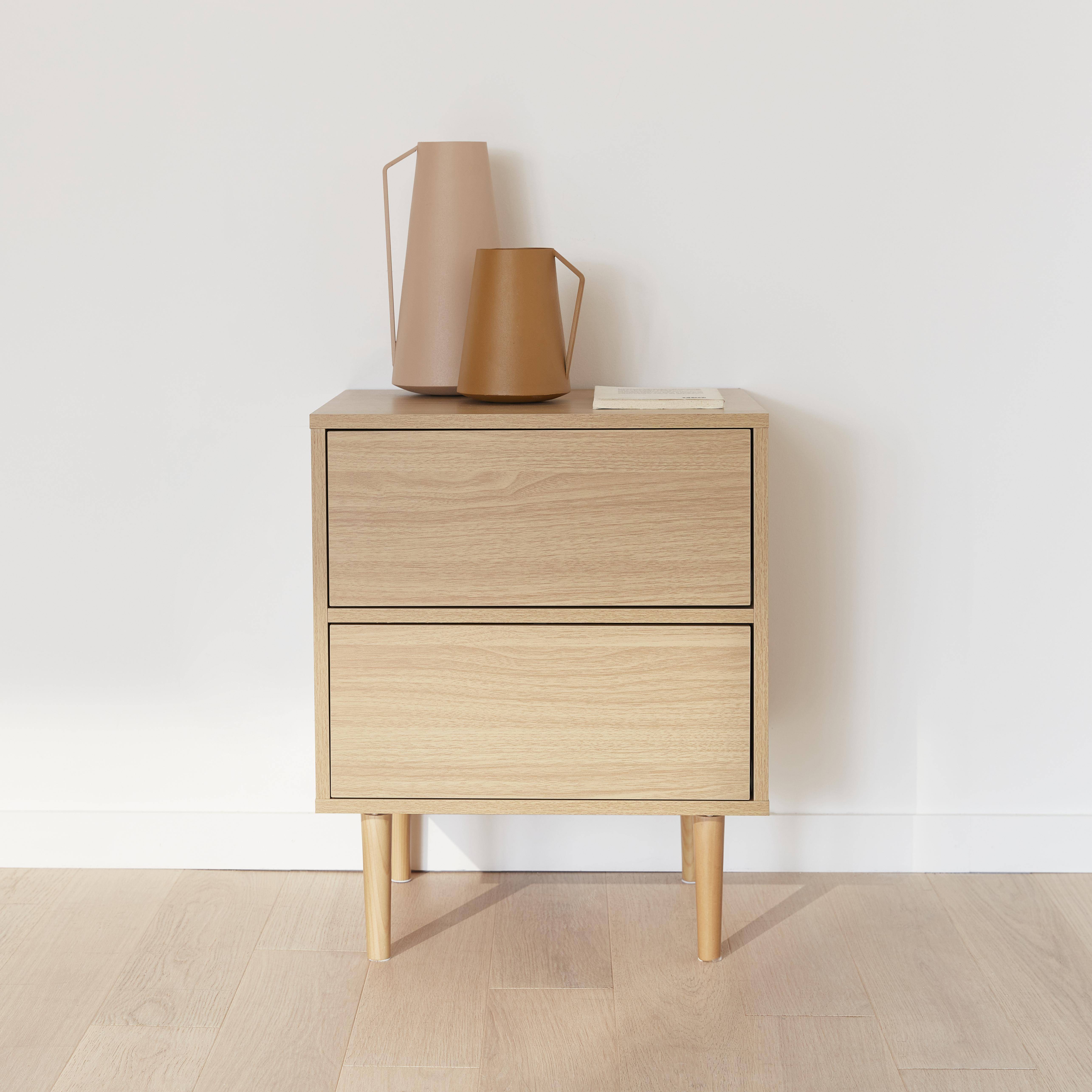 Mika - Mesita de noche con efecto madera natural