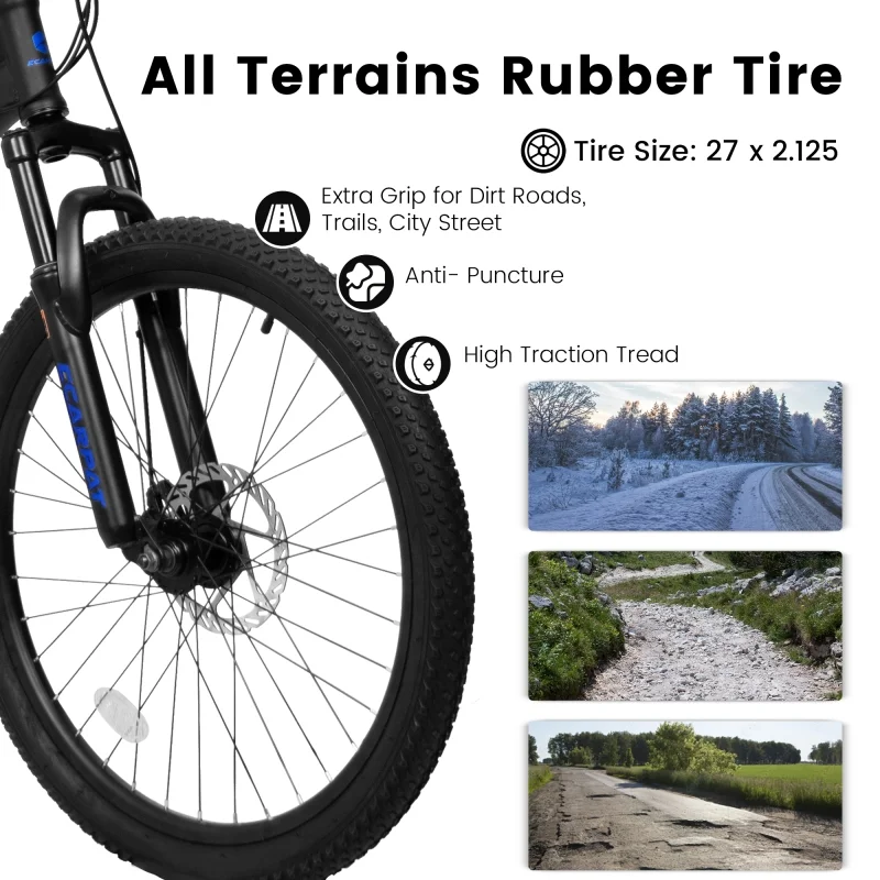 A2760 27.5 Inch Full Suspension Mountain Bike, Front and Rear Dual Shock Absorbers, Mechanical Disc Brakes, 21-Speed, Suitable for Men and Women, Ideal for Travel and Fitness Enthusiasts - Image 15