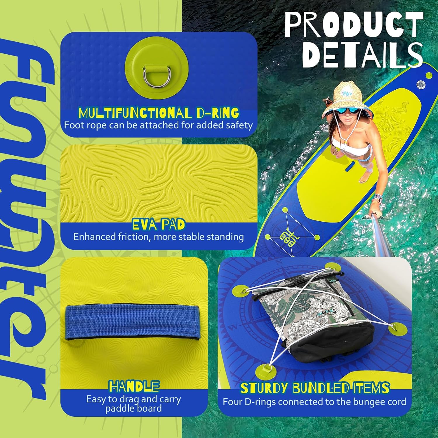 FunWater Inflatable Stand Up Paddle Board, 11 ft x 32 in x 6 in - SUP Paddle Accessories - Image 68 FunWater Inflatable Stand Up Paddle Board, 11 ft x 32 in x 6 in - SUP Paddle Accessories - Image 68