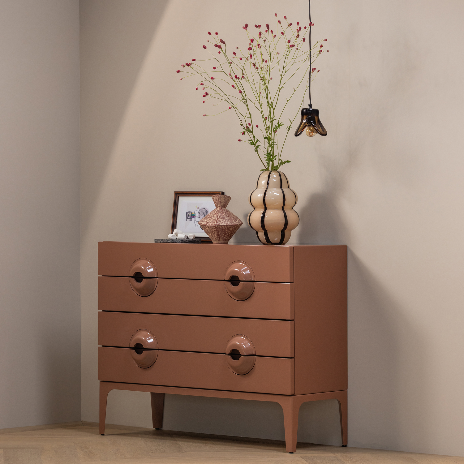 WOOOD Merge Ladekast Commode - Hout - Oud Roze - 89x110x44