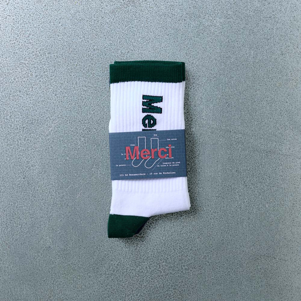 Merci - Chaussettes Scrappy - Blanc Vert
