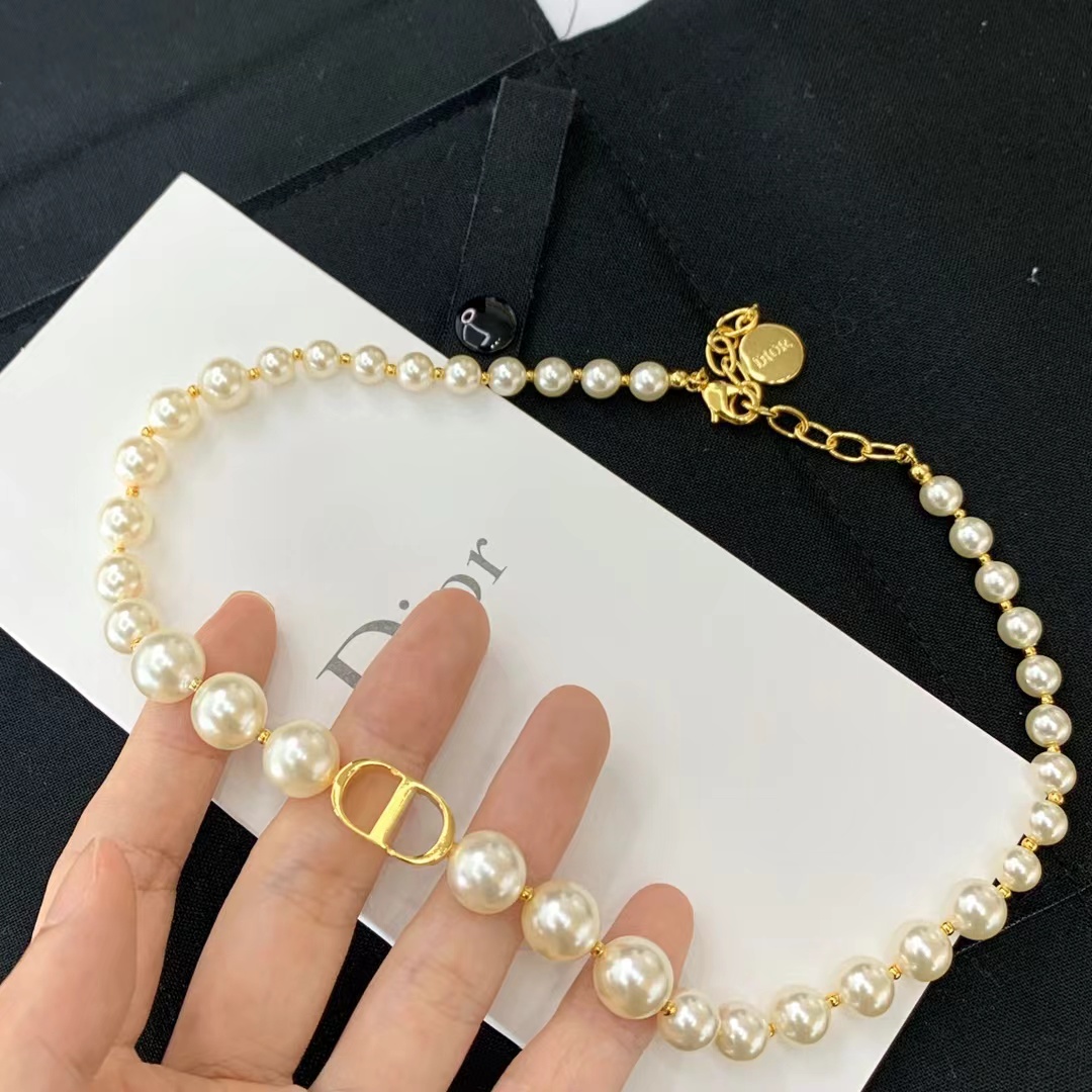 Dior CD Pendant Pearl Choker Necklace - Original Replica Club