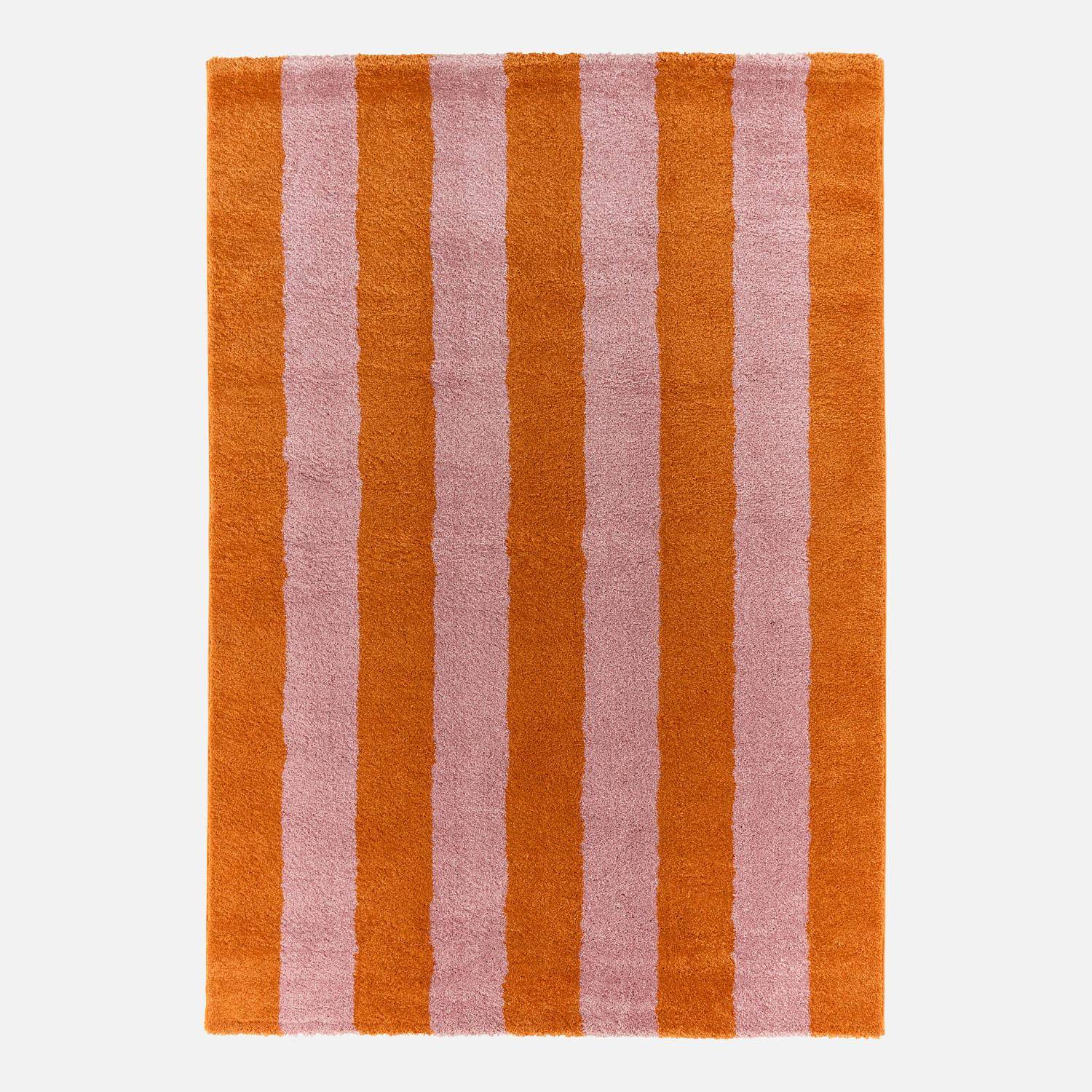 Pablo - Alfombra interior con rayas naranja y rosa