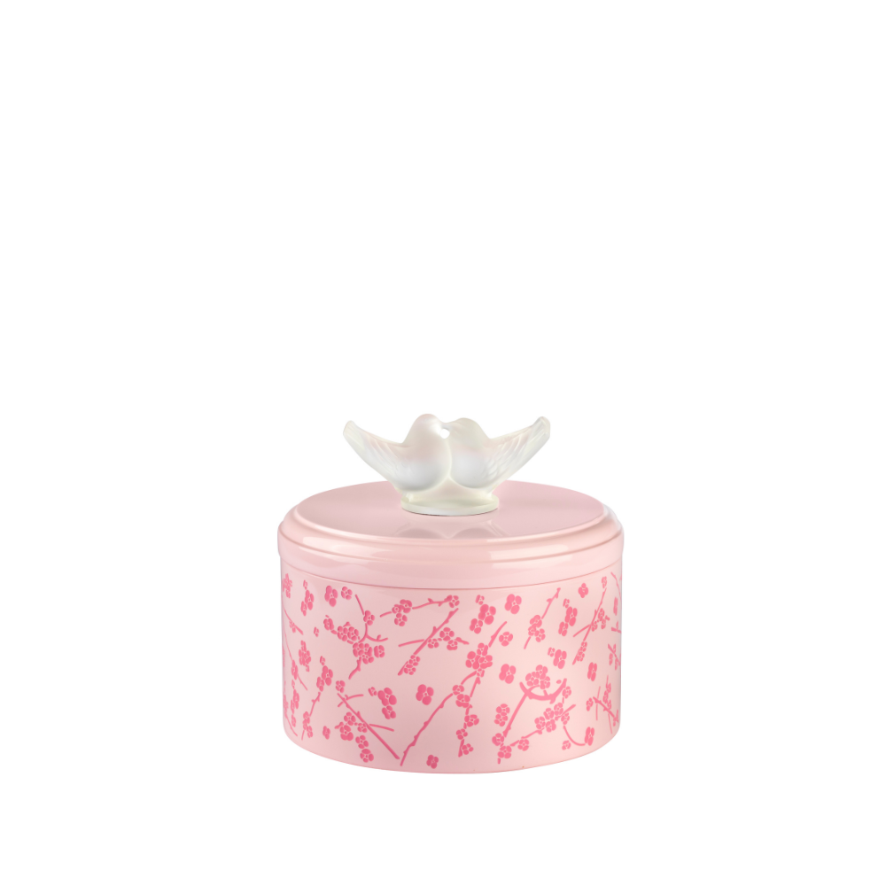 BOÎTE FLEURS DE CERISIER MOYEN MODÈLE - CRISTAL INCOLORE, BOIS LAQUÉ ROSE