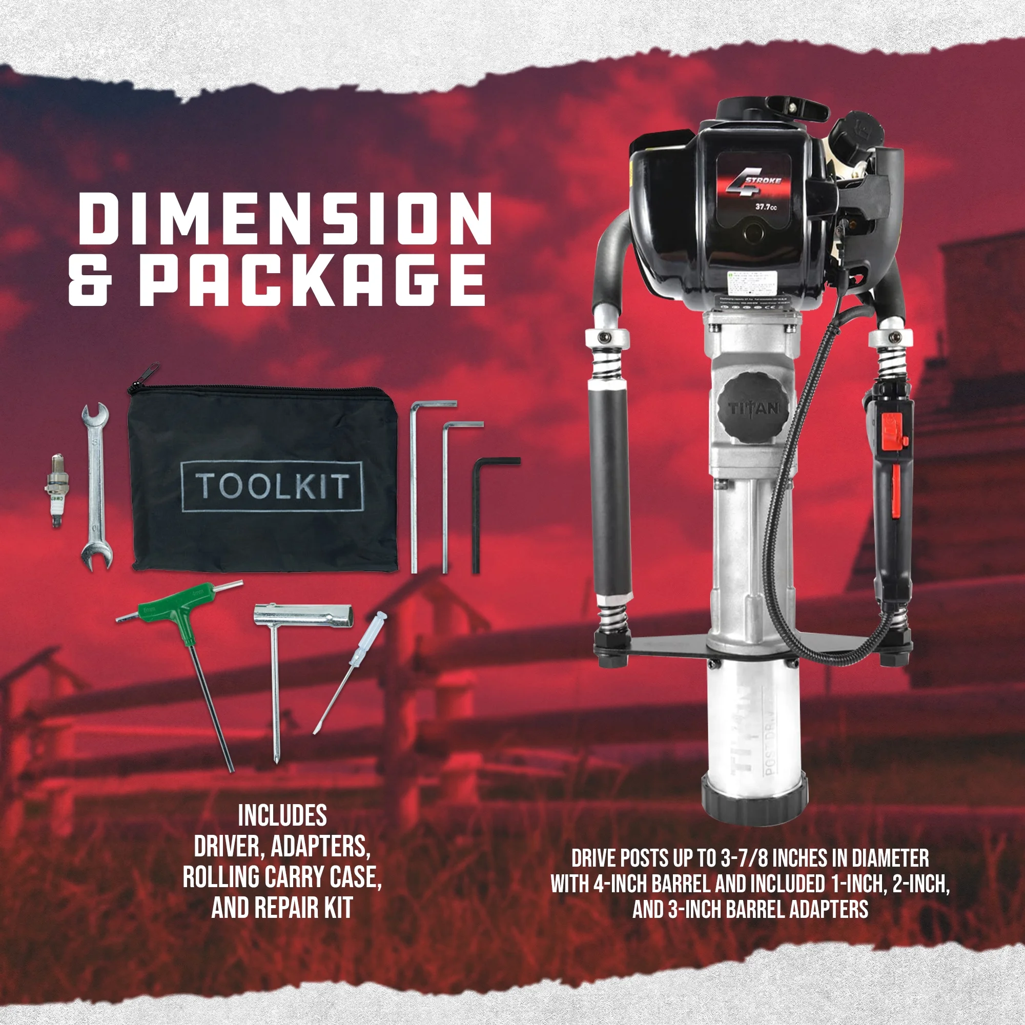 Titan Post Drivers PGD2875 Portable Gas-Powered Light-Duty Driver, 30 lbs. - Image 10