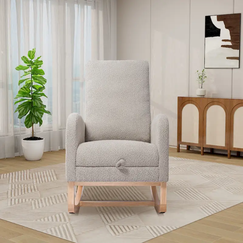 Ergonomic High Back Rocking Chair with Adjustable Footrest
