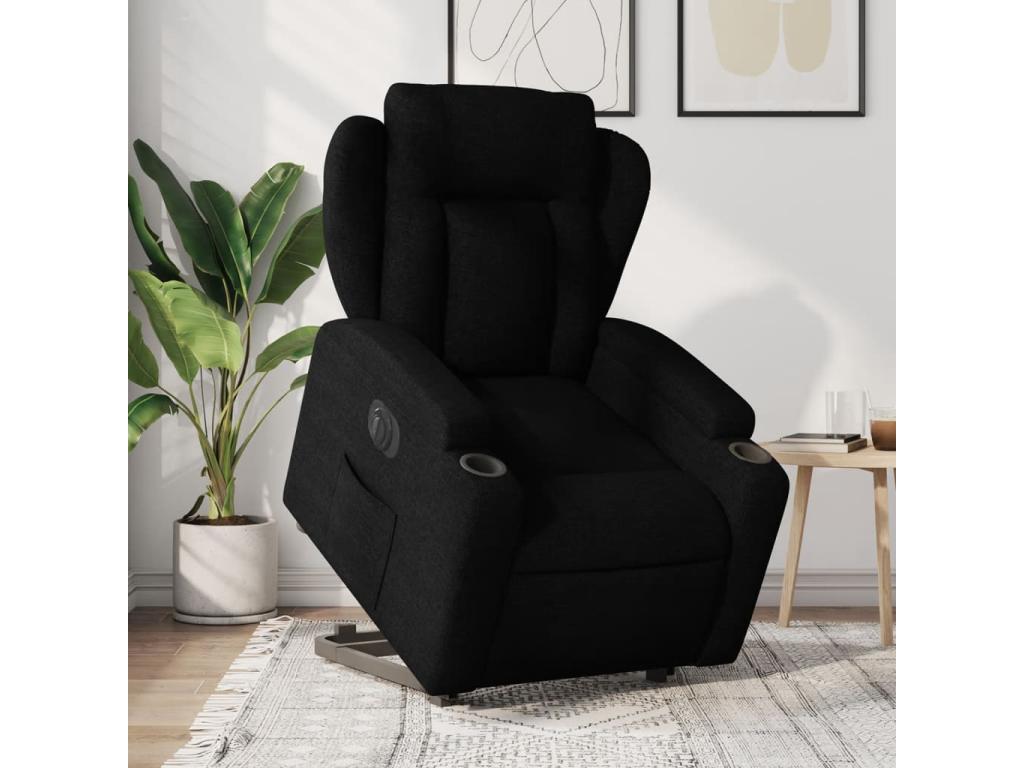 Sillón eléctrico reclinable elevable de tela negro