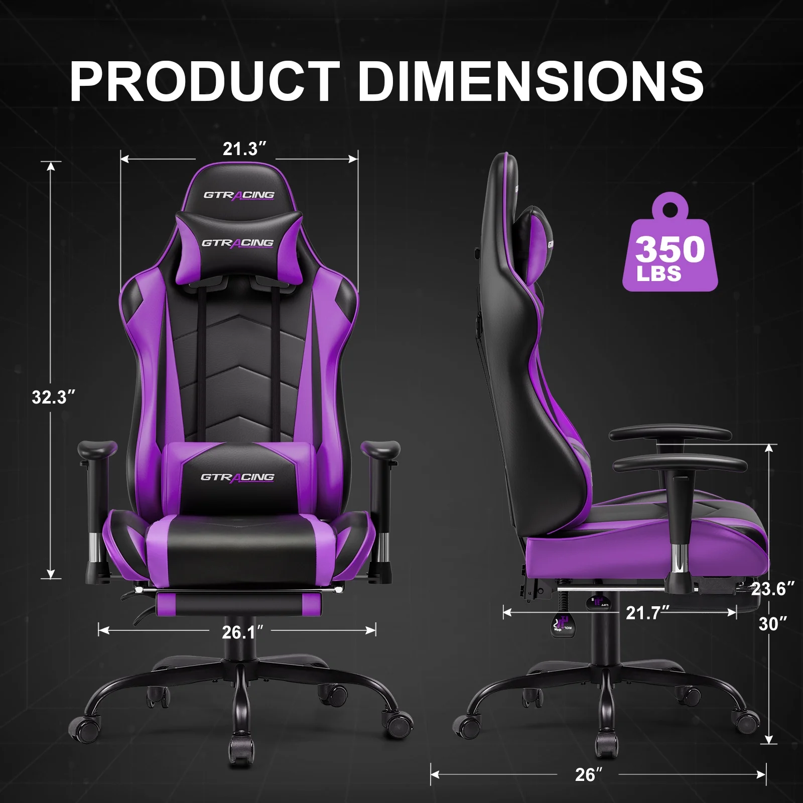 GTRACING Gaming Chair, Ergonomic Office Desk Chair with Lumbar Support, PU Leather, Footrest & Adjustable Headrest, Red - Image 18