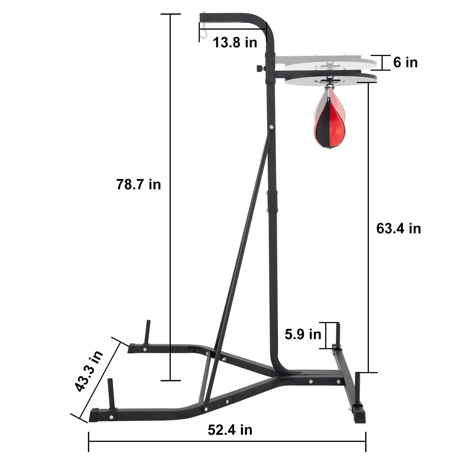 VEVORbrand Free Standing Punching Bag Stand, Unisex Boxing Set, Foldable Single Station Heavy Bag Stand, Punching Ball, Boxing Punching Speed Ball, Boxing Bag with Boxing Rack, for Training - Image 8
