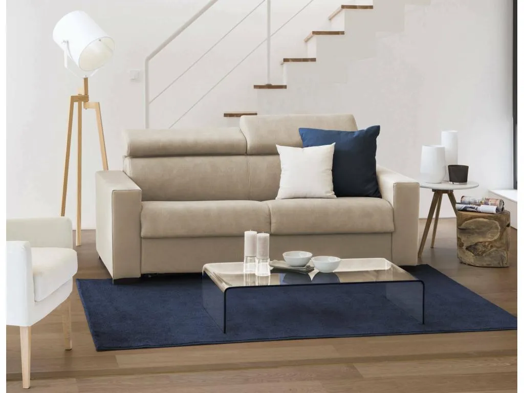 Sofá Cama Decoesp Sofá de 3 plazas Made in Italy Sofá de salón con apertura giratoria con reposacabezas regulables y reposabrazos finos SQYS95508