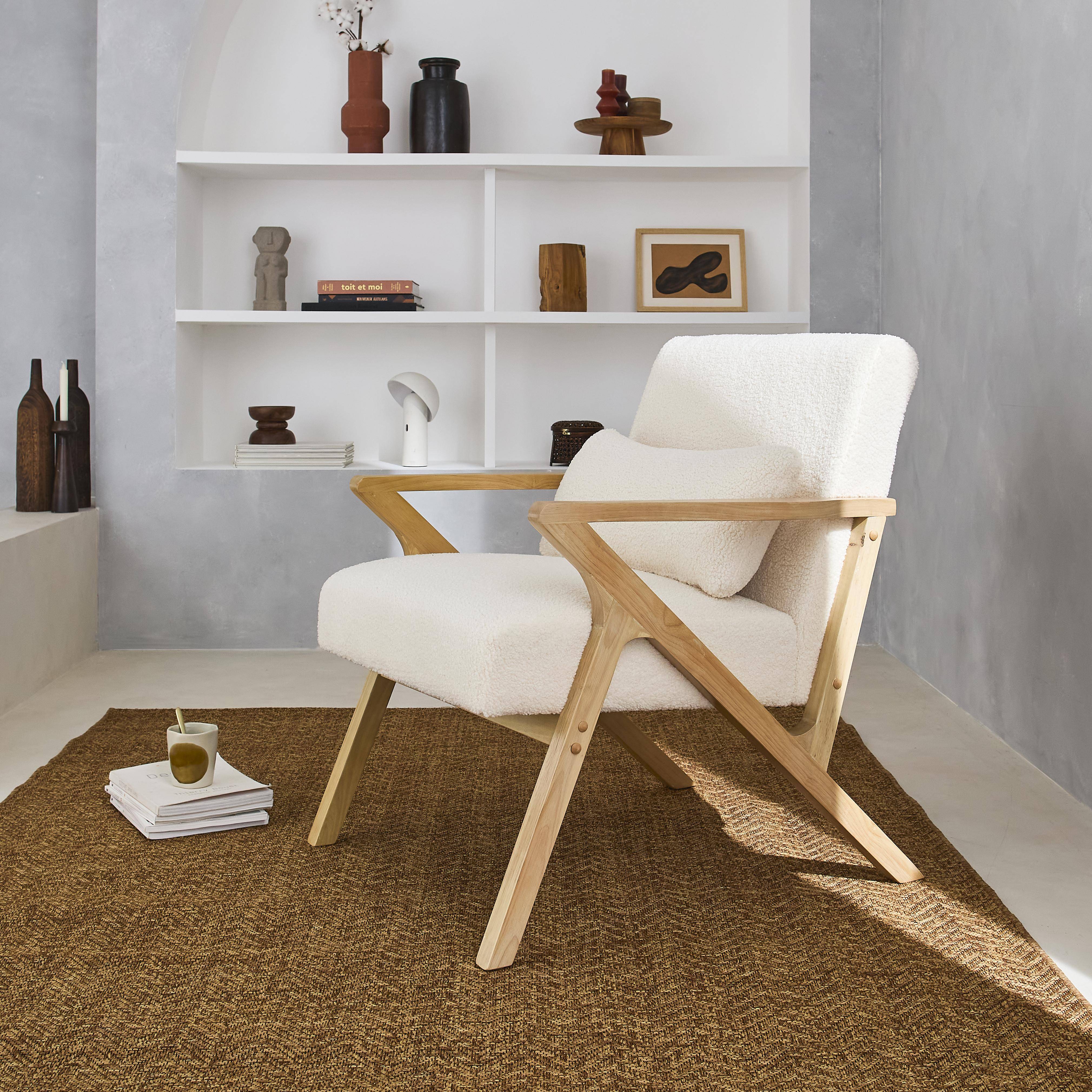 Antoine borreguito - Sillón estilo escandinavo de madera de hevea borreguito