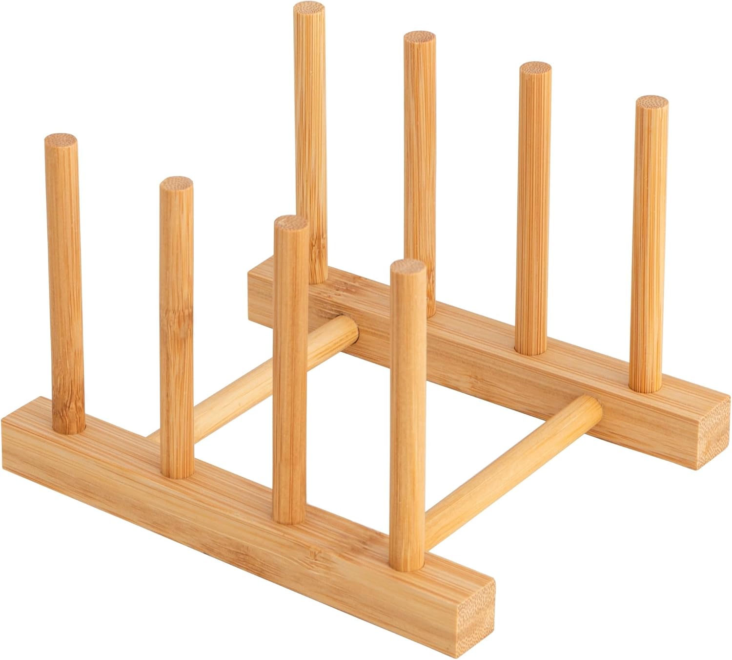 HBlife 2pcs Bamboo Dish Plate Bowl Cup Book Pot Lid Cutting Board Drying Rack Stand Drainer Storage Holder Organizer Kitchen Cabinet（Keep Dry）