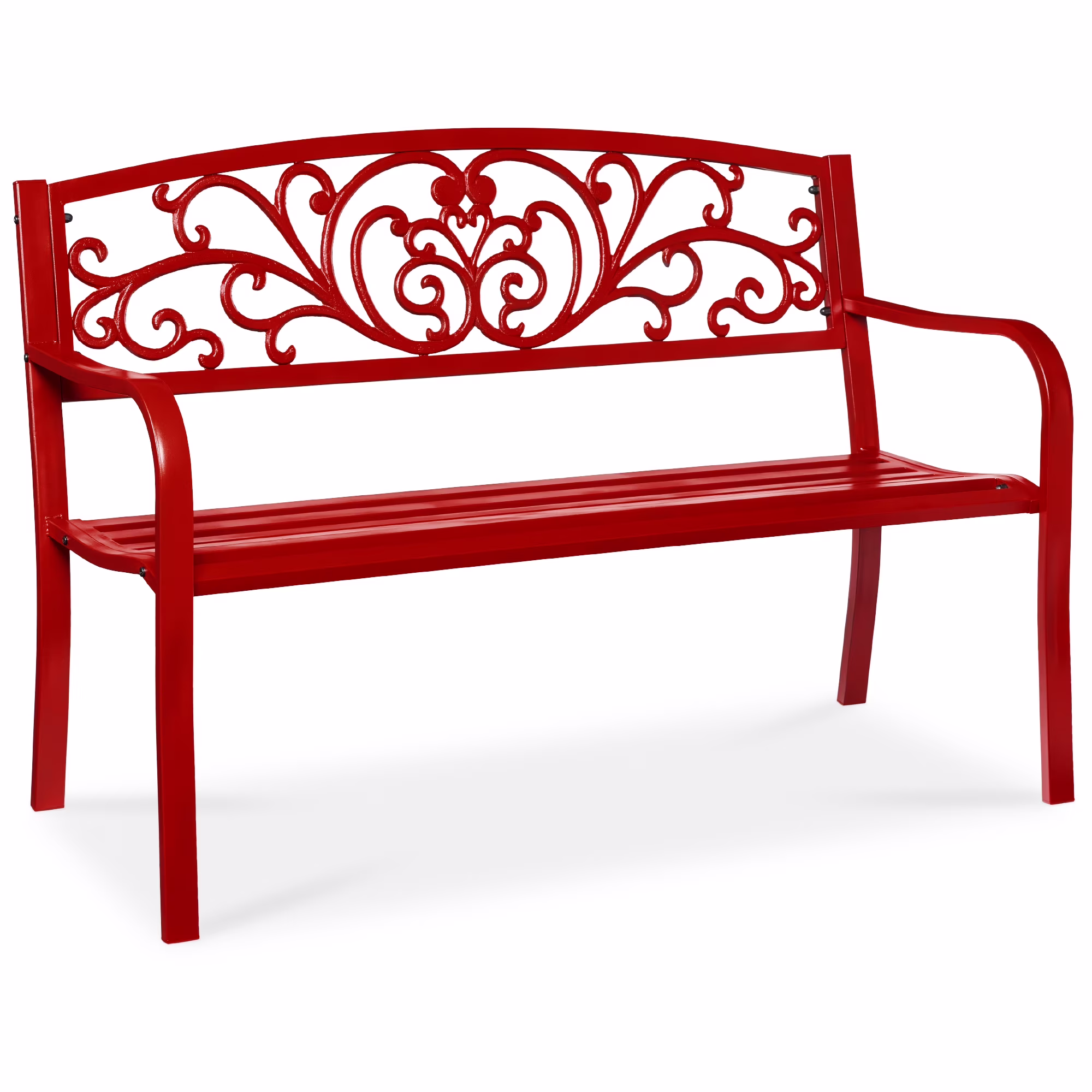 Best Choice Products Outdoor Steel Bench Garden Patio Porch Furniture w/ Floral Design Backrest - Black - Image 26