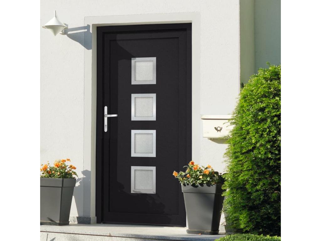 Puerta de entrada antracita 108x200 cm PVC