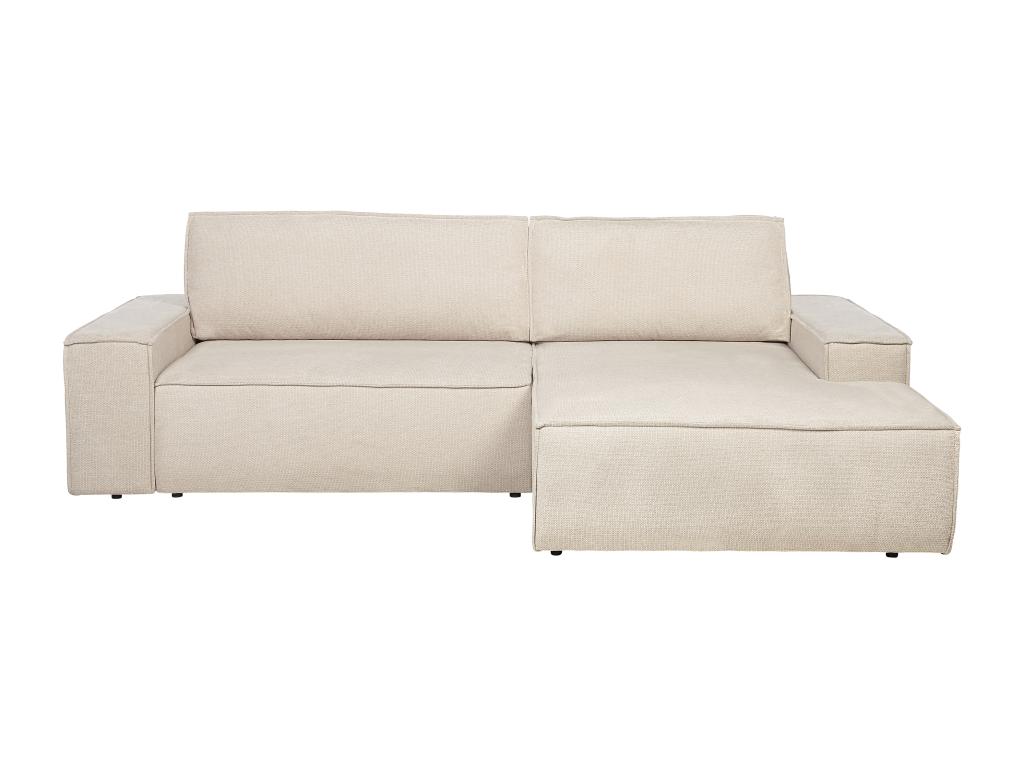 Sofá esquinero derecho convertible de tela texturizada beige