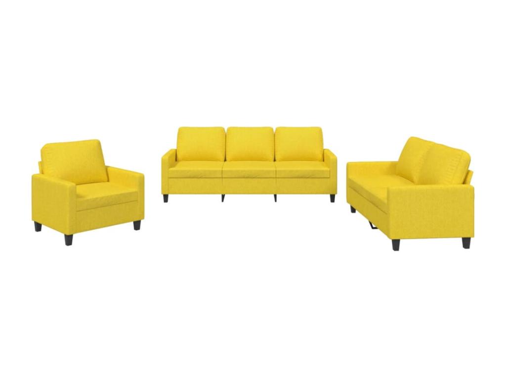 Juego de sofás con cojines 3 piezas tela amarillo claro 00093ZCDQ