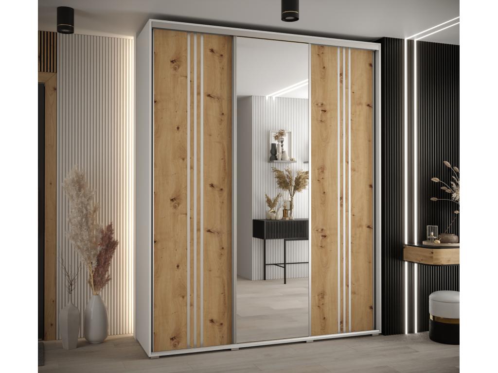 ARMARIO Cozetiq 7 DE PUERTAS CORREDERAS 235 - 2/200/45 3 puertas Blanco/Artisan/Plata