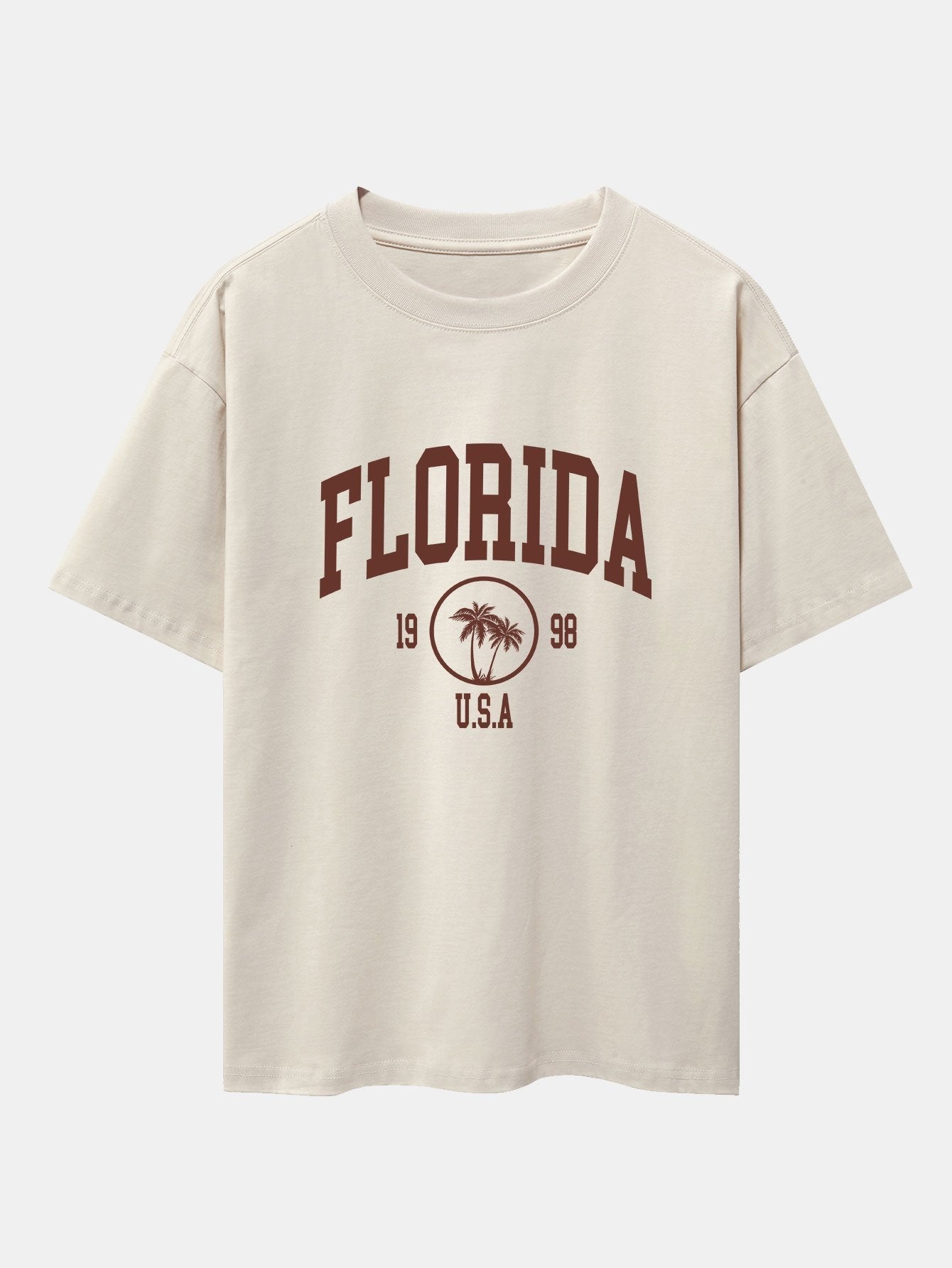 Florida Palm Tree Print Heavy Weight Oversize T-Shirt & Corduroy Shorts