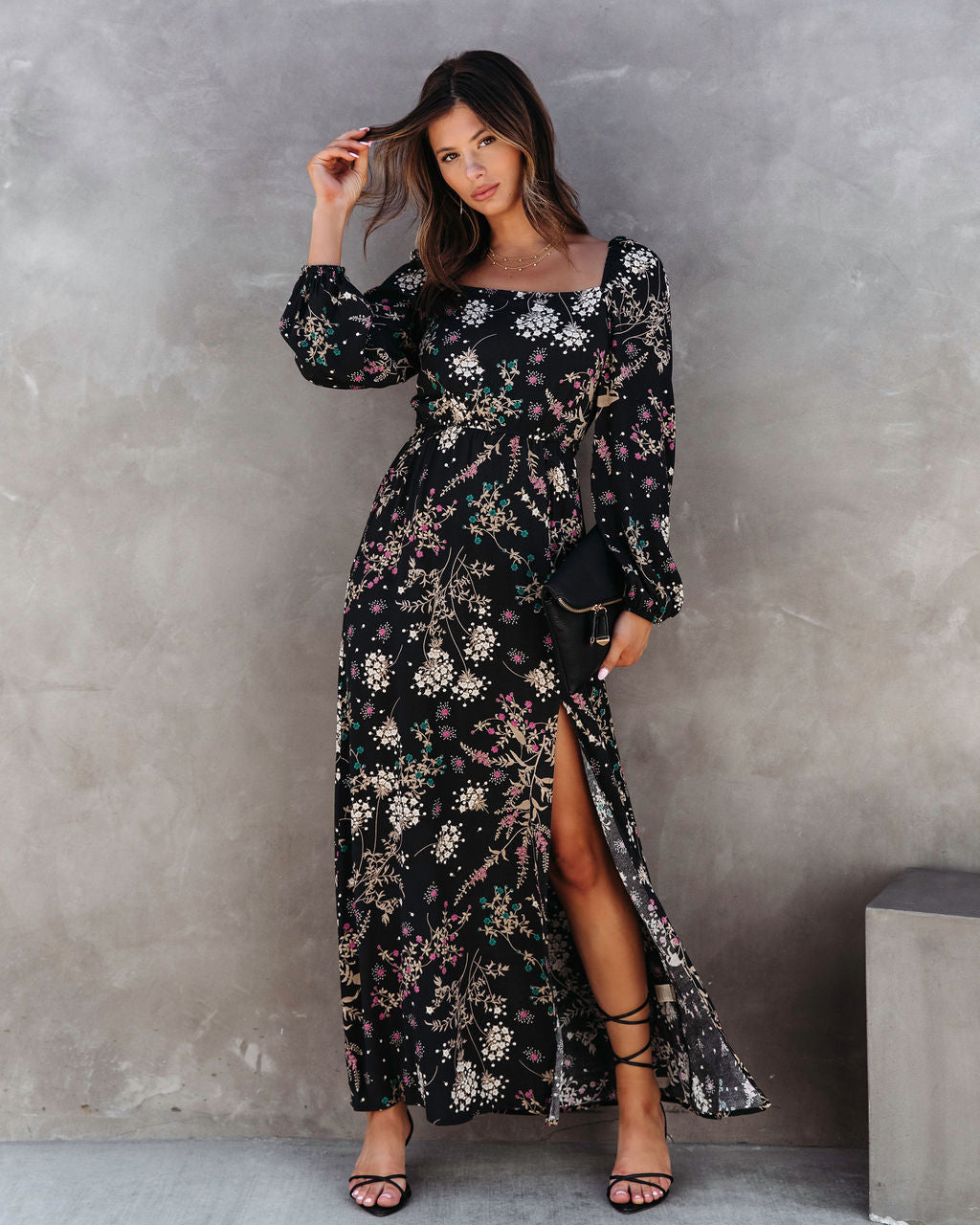 Cassidy Printed Slit Maxi Dress - SALE - Se7enfashion