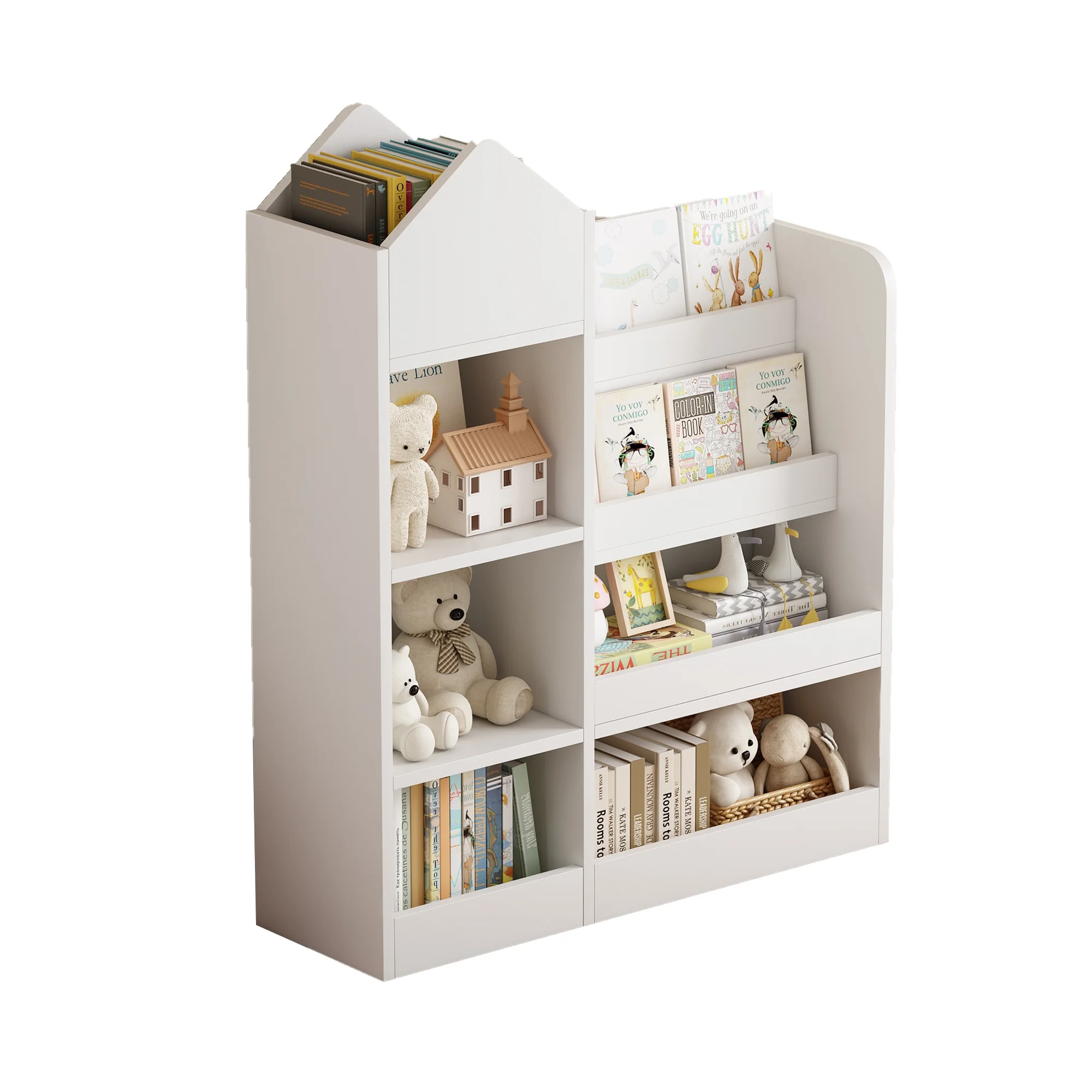 PAPROOS Kids Bookshelf, Wooden Kids Bookcase with Toy Storage Organizer Cabinet, Children Multi Shelf Cubby for Classroom, Kids Bedroom, Nursery, Wood - Image 23