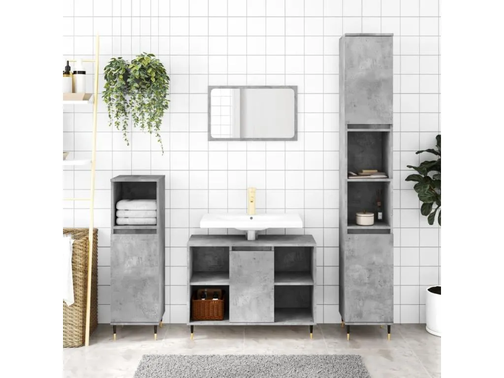 Armario de baño Habitarluz contrachapada gris hormigón 30x30x100 cm 20237YQZJ