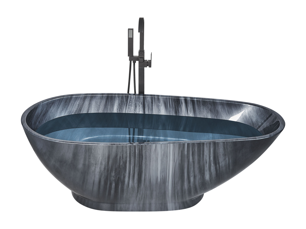 Bañera independiente de acrílico negro/plateado 170 x 80 cm RIOJA