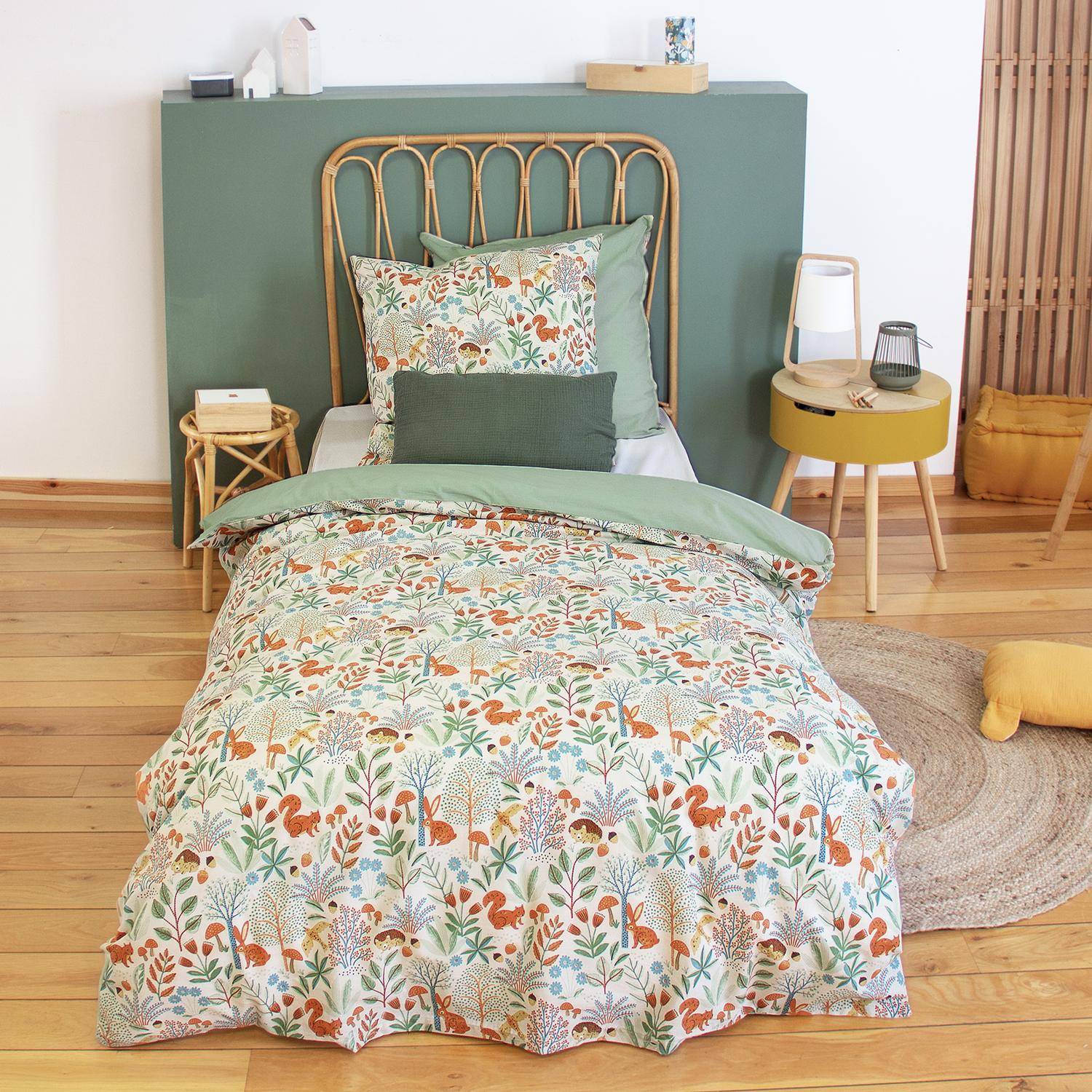 Maxence - Ropa de cama de algodón reversible impreso otoño, 1 plaza