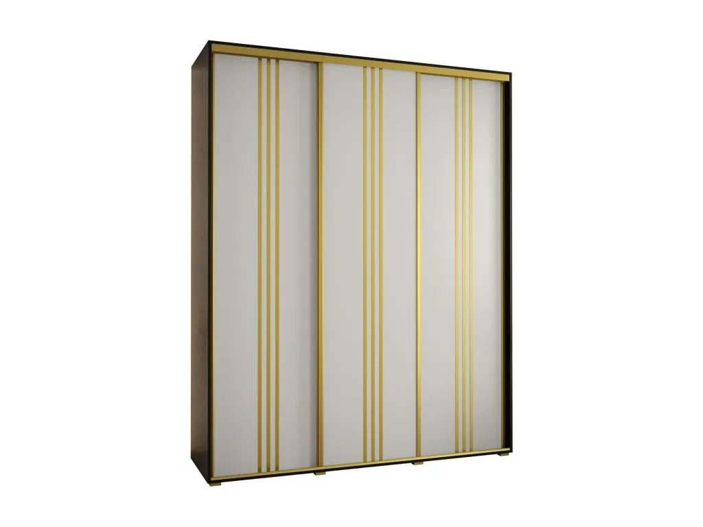 Armario Lluesmahome modelo 6 con tres puertas correderas de 235.2/200/60 cm (roble/blanco/negro)  YF8530947
