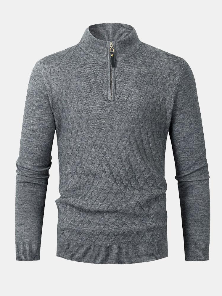 Diamond Mock Neck Quarter Zip Sweater