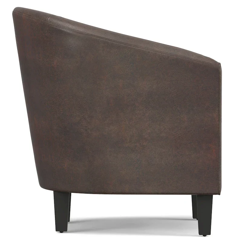 Modern Tub Accent Chair with Upholstered Seat and Wooden Legs