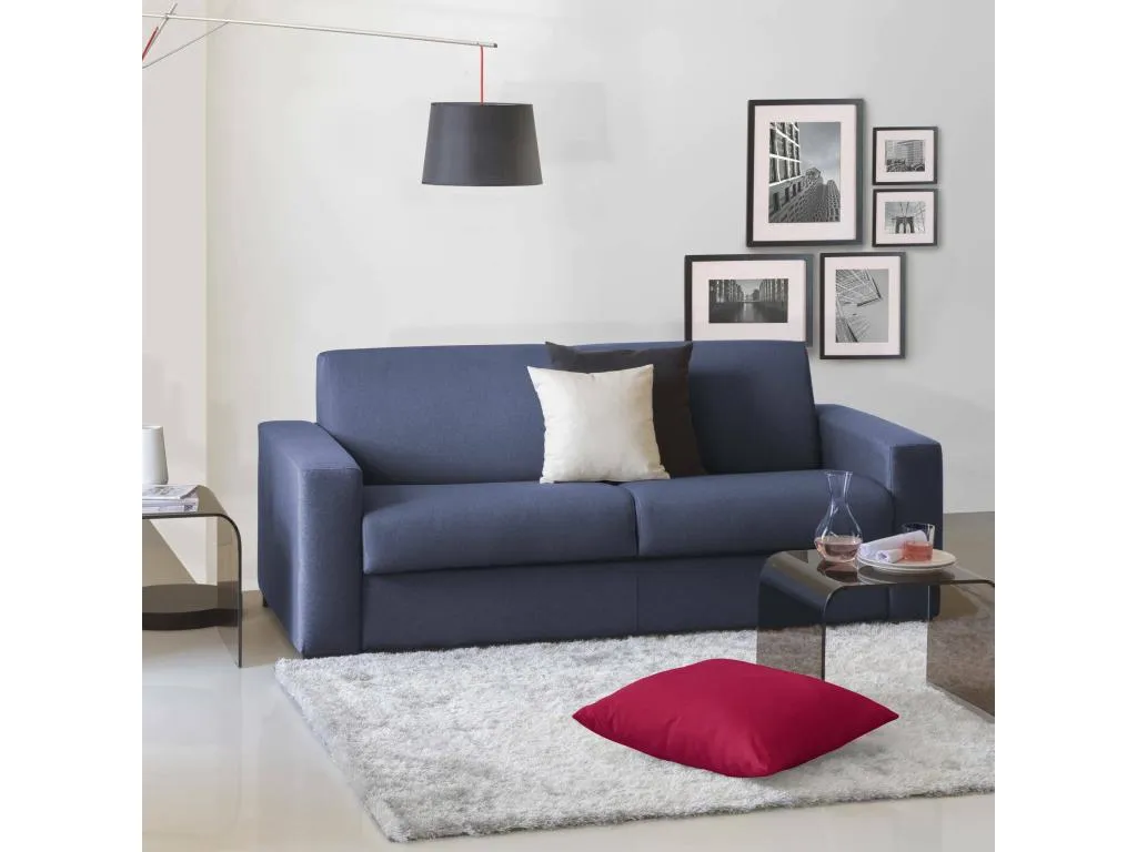 Sofa cama Hogarve Sofá de 3 plazas Made in Italy Sofá de salón con apertura giratoria en tela acolchada con reposabrazos estándar cvqv41377