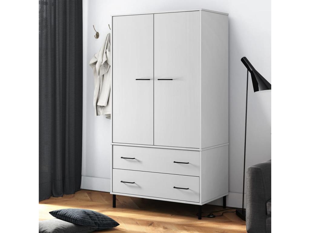 Armario patas de metal madera maciza blanco 90x55x172 - 5 cm