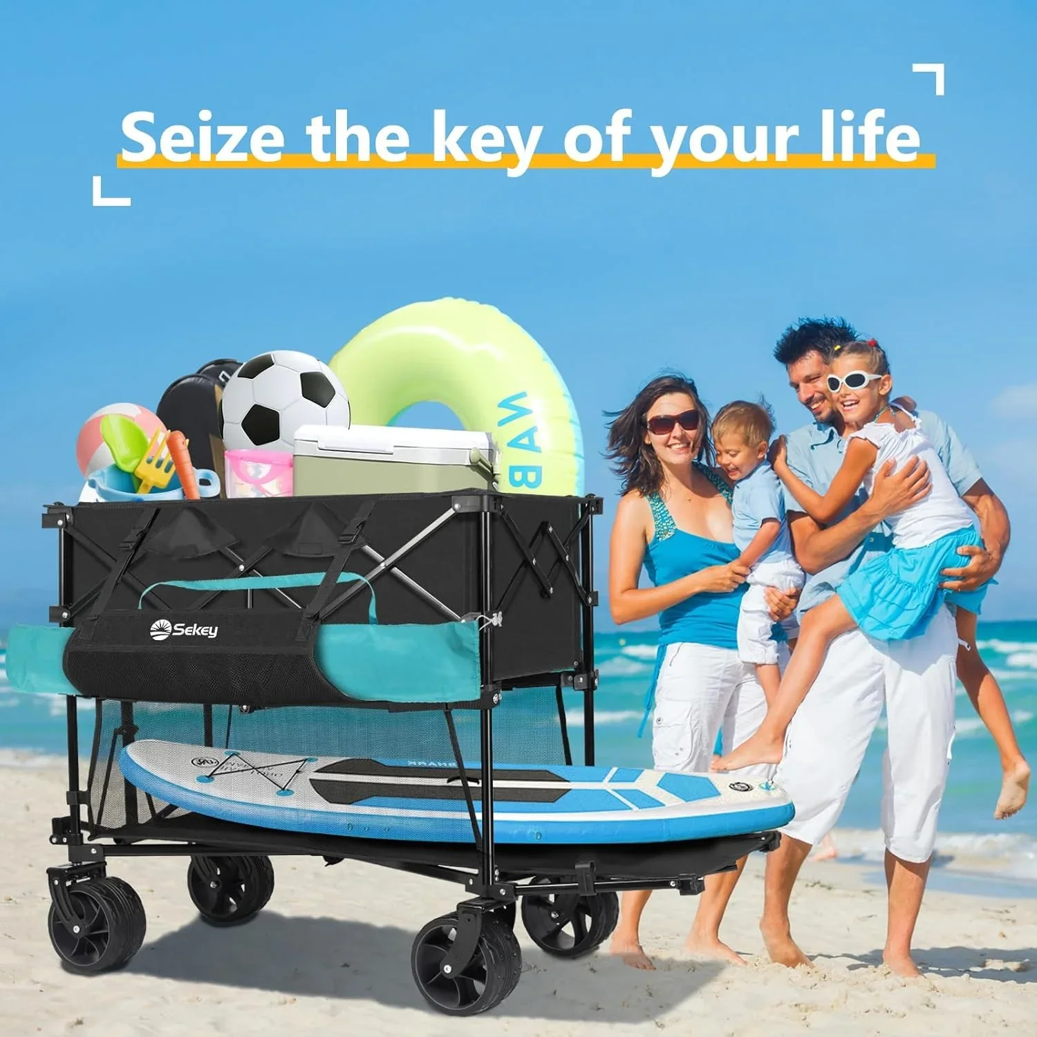 400L Large Capacity Folding Double Decker Wagon with Brakes 50