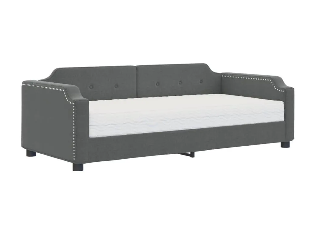 Sofá cama con colchón gris oscuro tejido 80x200 cm JZLF76773