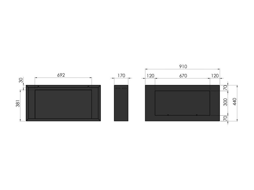 BlackBox 910 SimpleFire chimenea de bioetanol de pared con cristal
