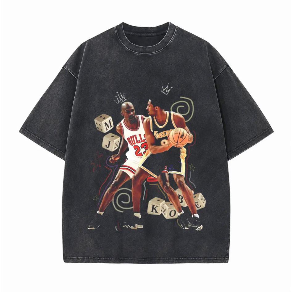 Vintage Basketball Legends Matchup Graphic Printed Unisex Washed T-Shirt