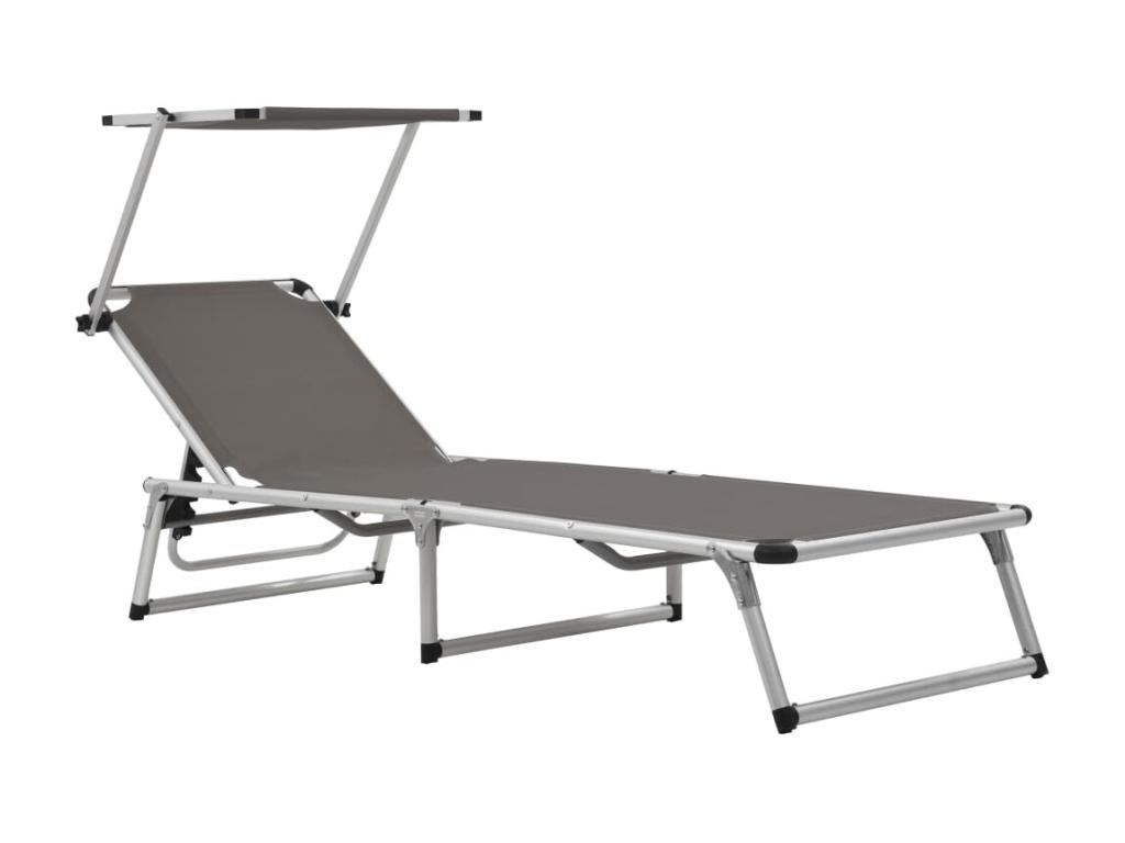 Sillón plegable con toldo Aluminio y textileno Gris