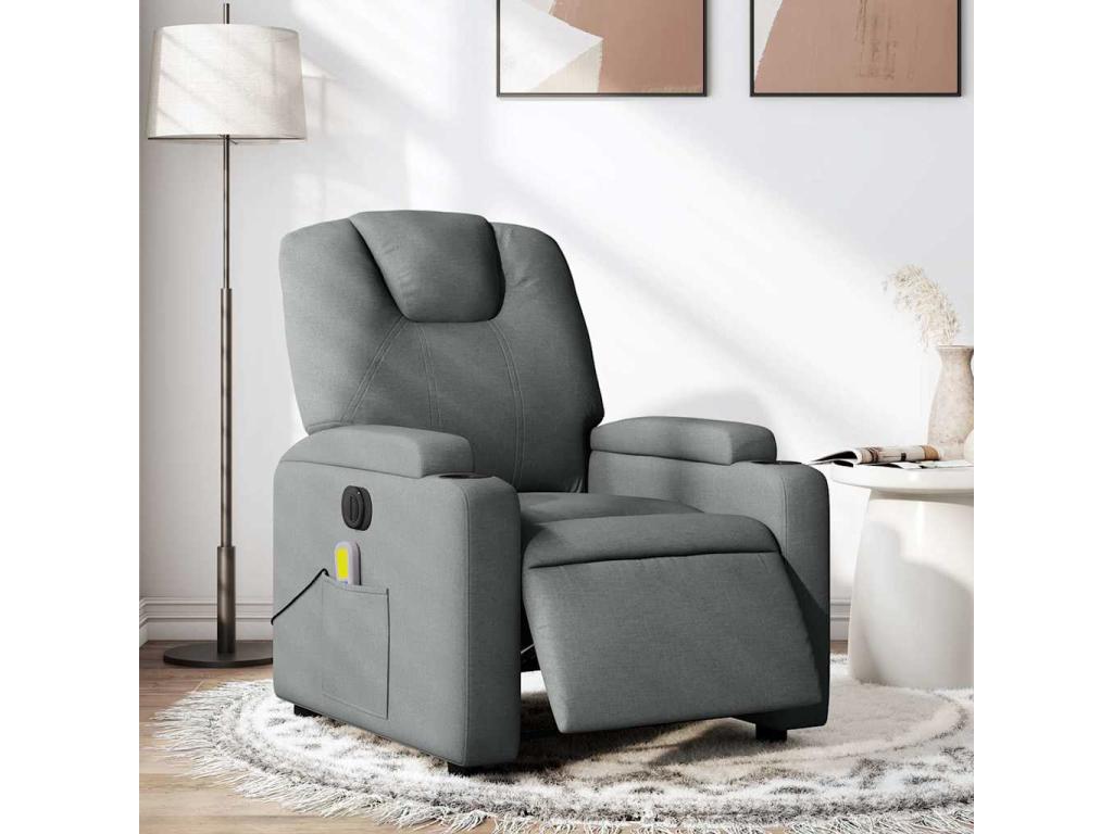 Sillón reclinable de masaje eléctrico tela gris oscuro