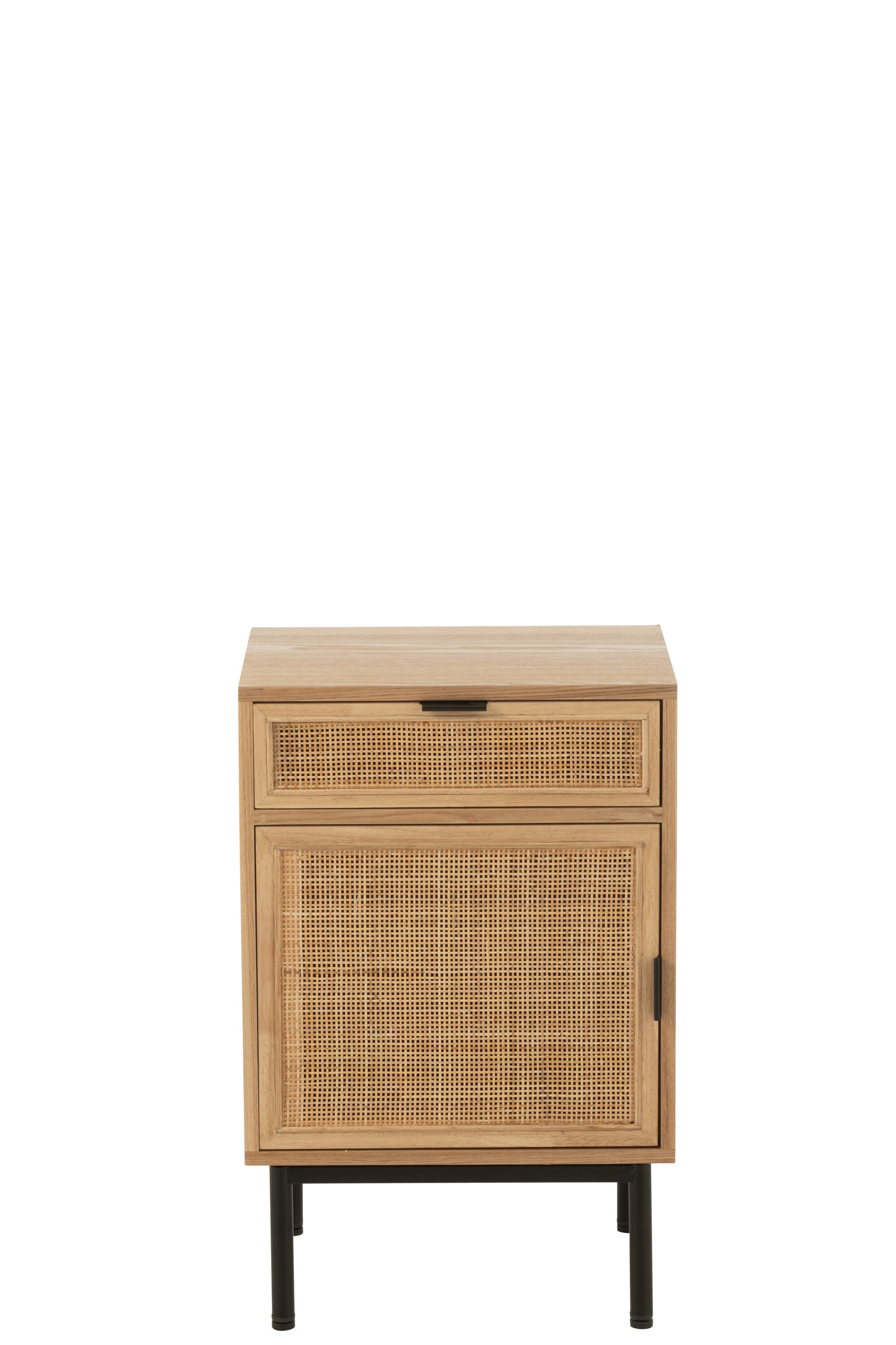 J-Line nachtkast Vierkant - hout metaal - naturel zwart