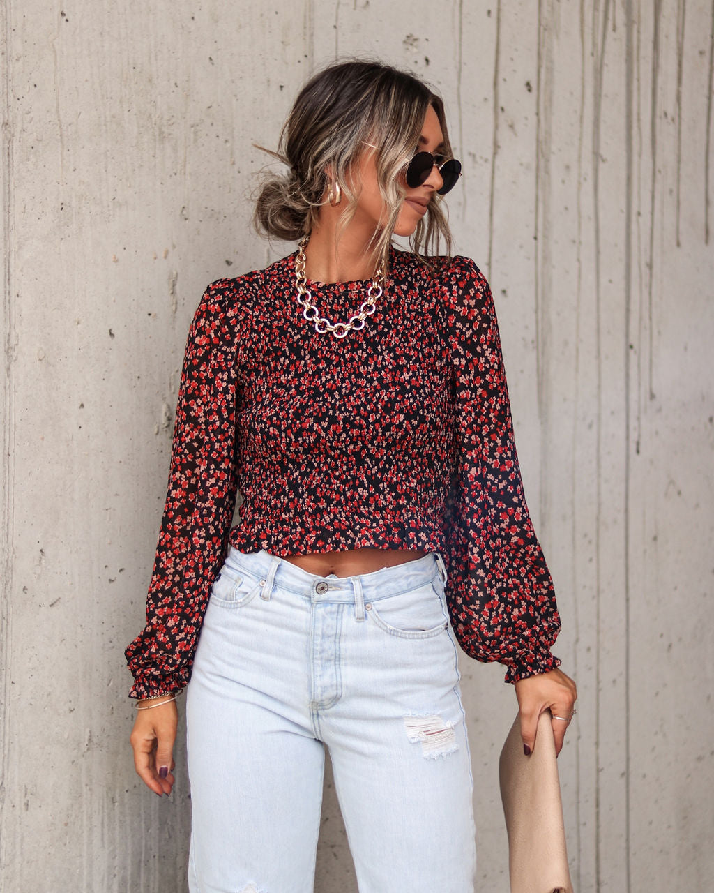 Raegan Floral Smocked Top - Se7enfashion