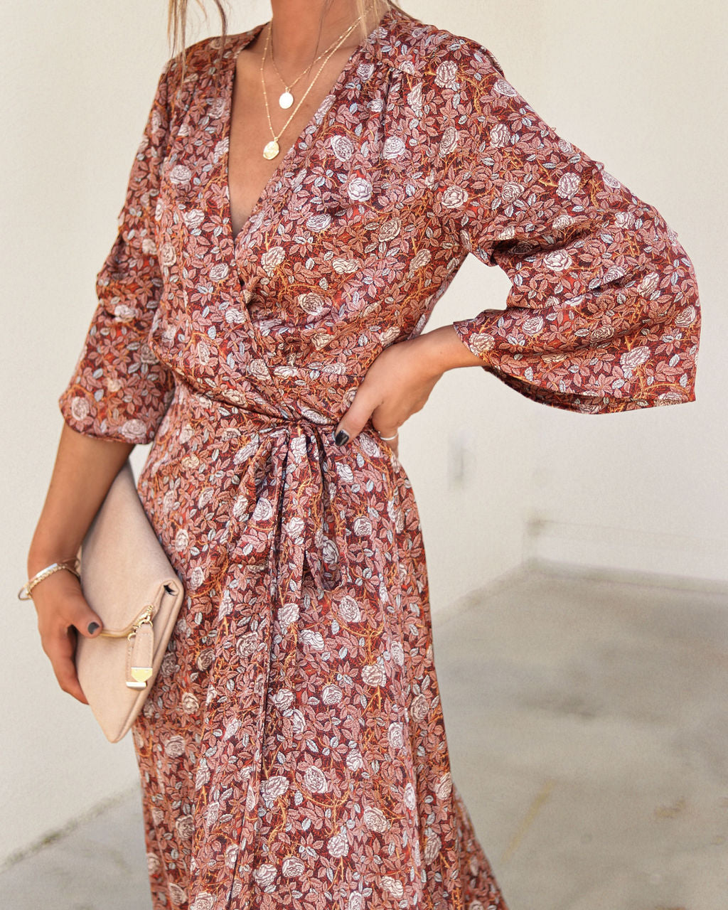 Dylann Satin Floral Wrap Maxi Dress - Se7enfashion