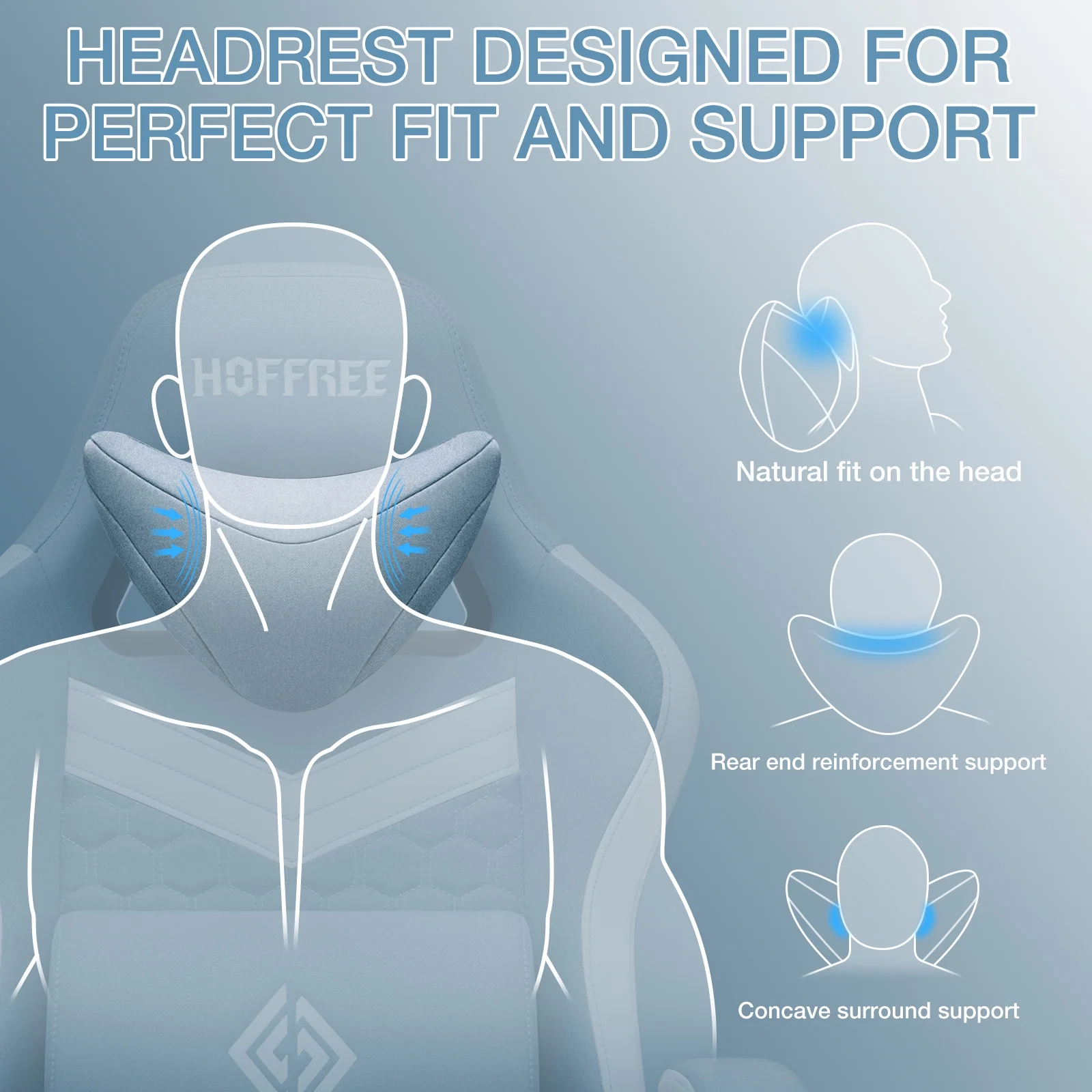 Hoffree Gaming Chair with Massage Fabric Office Chair with footrest for Adults, Ergonomic Gamer Chair with Headrest and Lumbar Support for Office Gaming, 440 LBS - Image 68