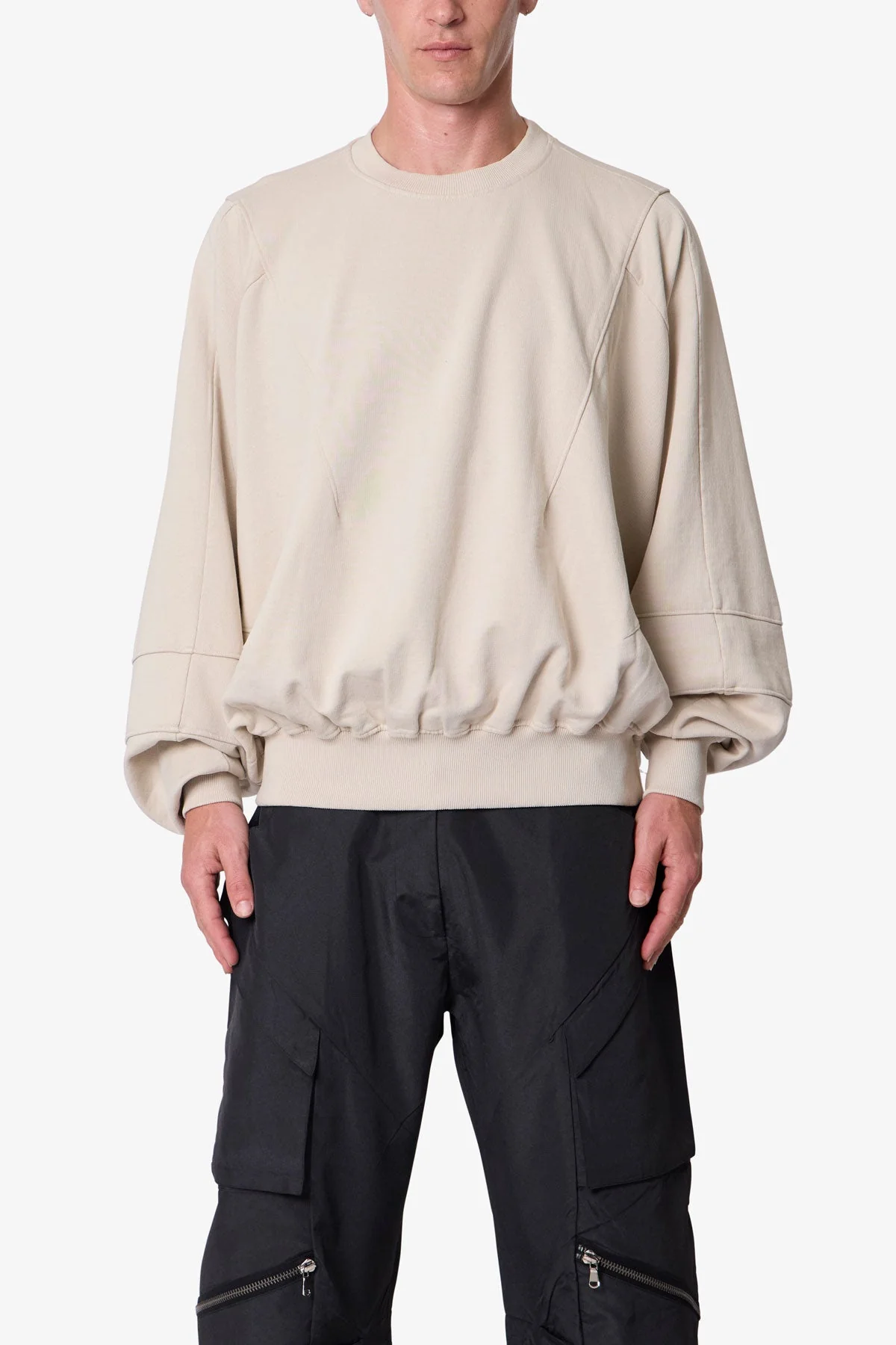 Paneled Crewneck - Bone