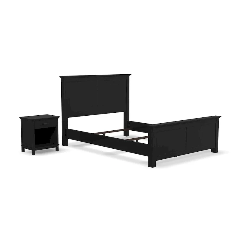 Homestyles Oak Park Black Wood Queen Bed and Nightstand Set - 2 Pieces