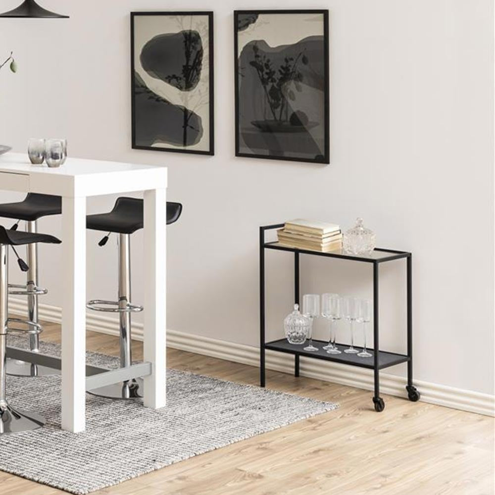 Lisomme Vic houten keuken trolley zwart - 60 x 75 cm